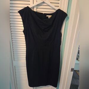 Banana Republic black wool cowl neck work dress